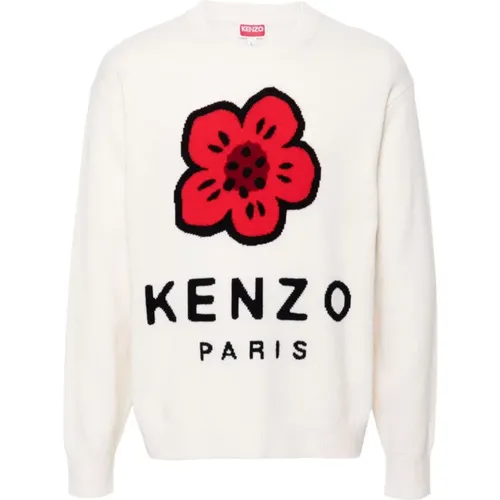 Weiße Blumenmotiv Wollpullover , Herren, Größe: M - Kenzo - Modalova