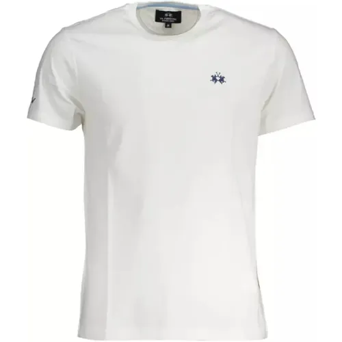 Weißes Baumwoll-T-Shirt mit Stickerei und Druck , Herren, Größe: 2XL - LA MARTINA - Modalova