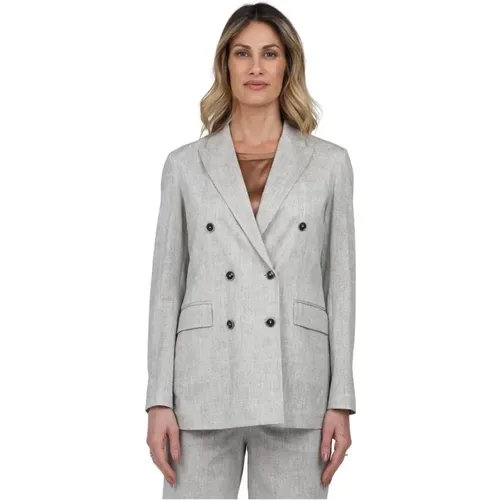 Double-Breasted Piquet Jacket , female, Sizes: S, XS - Circolo 1901 - Modalova