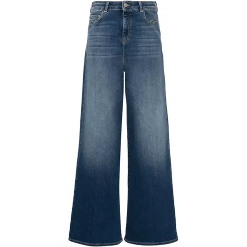 Blaue Wide Leg Jeans , Damen, Größe: W27 - Emporio Armani - Modalova