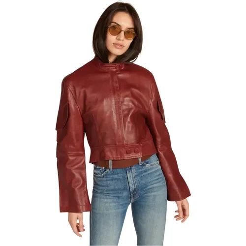 Bordeaux Leather Jacket , female, Sizes: XS, M - Petar Petrov - Modalova
