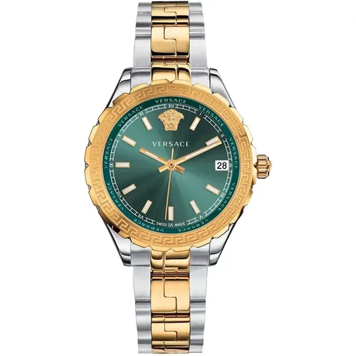 Green Dial Stainless Steel Bracelet Watch , female, Sizes: ONE SIZE - Versace - Modalova