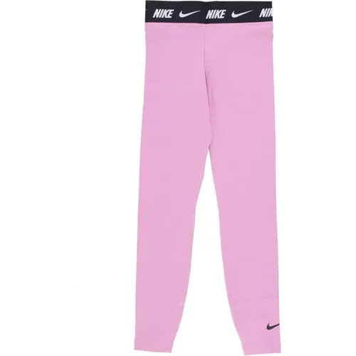 High-Waist Orchid/Schwarze Leggings Sportbekleidung , Damen, Größe: M - Nike - Modalova