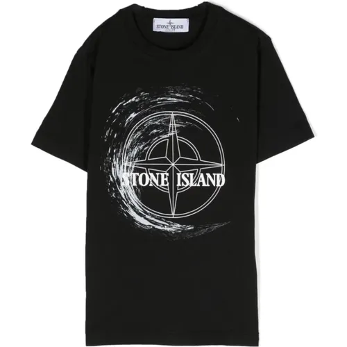Schwarze T-Shirts und Polos mit Logo-Print - Stone Island - Modalova