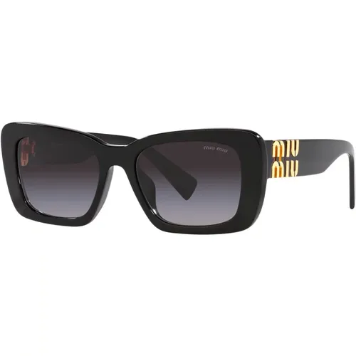 Rectangular Sunglasses with Gradient Grey Lenses and Gold Logo - Miu Miu - Modalova