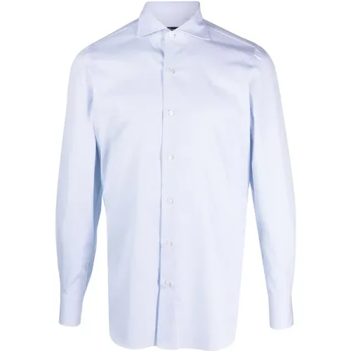 Cotton Shirt with Spread Collar , male, Sizes: 3XL, XL, L, 2XL, M - Finamore - Modalova