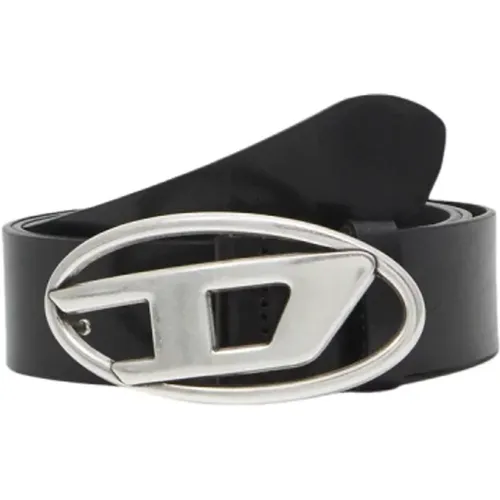 Leather Belt with Oval Logo Buckle , unisex, Sizes: 100 CM, 105 CM, 85 CM - Diesel - Modalova