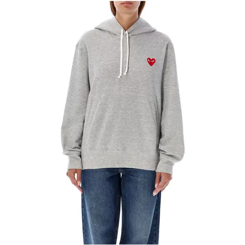 Grey Knitwear Red Heart Patch Hoodie , female, Sizes: S, M - Comme des Garçons - Modalova