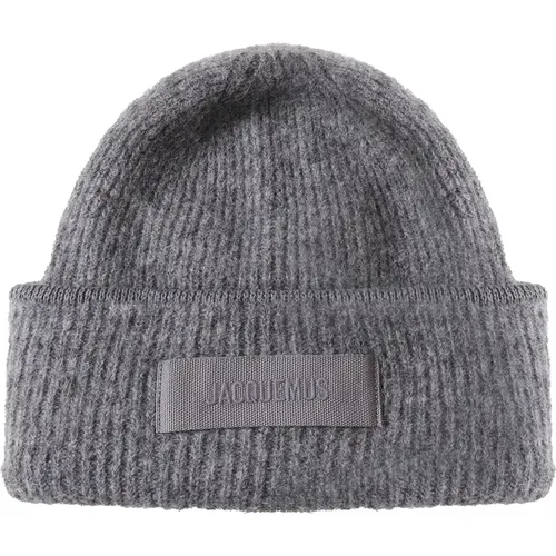 Dark Grey Wool Blend Beanie Hat , unisex, Sizes: ONE SIZE - Jacquemus - Modalova