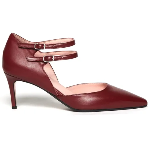 Roter Leder-High-Heel-Schuh , Damen, Größe: 37 EU - Anna F. - Modalova