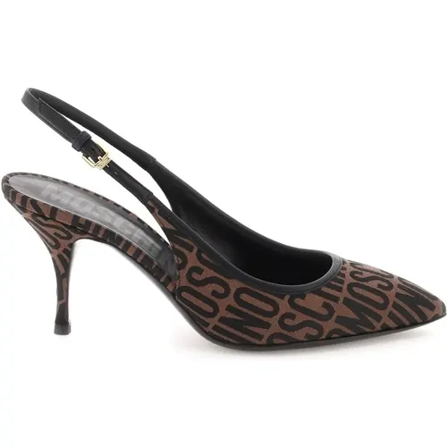 Luxuriöse Jacquard Slingback Pumps , Damen, Größe: 39 EU - Moschino - Modalova