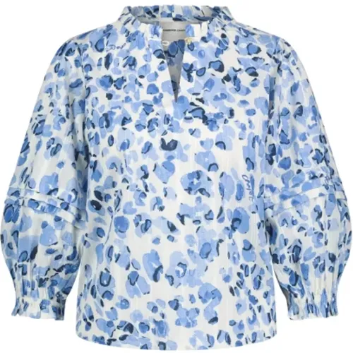 Weiß Blau Print Ruffle Top - Fabienne Chapot - Modalova