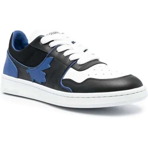 Logo-Patch Leather Sneakers with Maple Leaf Patch , male, Sizes: 7 UK - Dsquared2 - Modalova