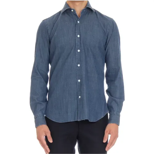 Denim Tailored Shirt , male, Sizes: M, L, XL - Barba - Modalova