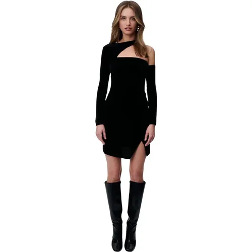 Schwarzes Samt Mini Kleid mit Ausschnitt - Undress Code - Modalova