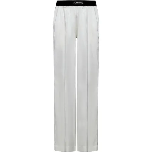Silk Satin Pajama-Style Pants , female, Sizes: S - Tom Ford - Modalova