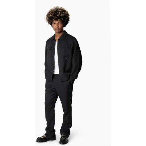 Schwarze Herren Jeansjacke Stilvoll , Herren, Größe: M - Quotrell - Modalova