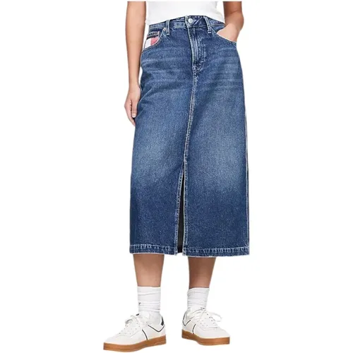 Retro Denim Skirt with Elegant Opening , female, Sizes: W24, W27, W26, W25 - Tommy Hilfiger - Modalova