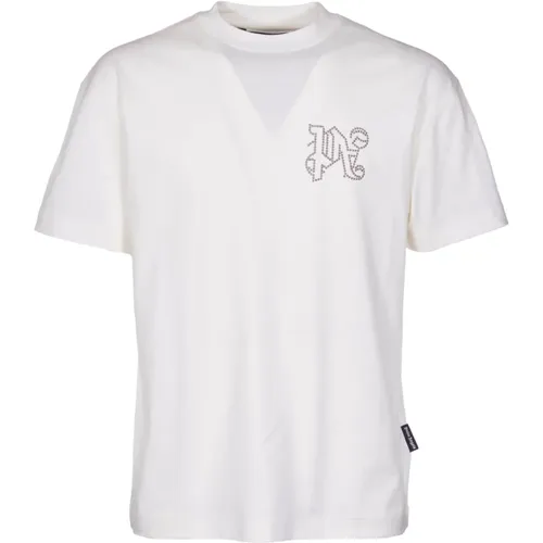 Embroidered Monogram Cotton T-shirt , male, Sizes: S, M - Palm Angels - Modalova