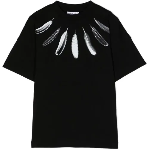 Schwarzes Windfedern T-Shirt - Marcelo Burlon - Modalova