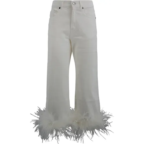 Feathered High Waist Denim Trousers , female, Sizes: S - P.a.r.o.s.h. - Modalova