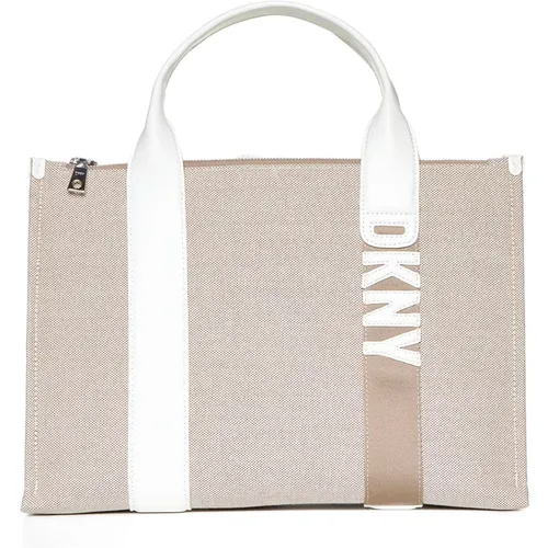 Canvas Tote Tasche mit Kunstlederbesatz , Damen, Größe: ONE Size - DKNY - Modalova