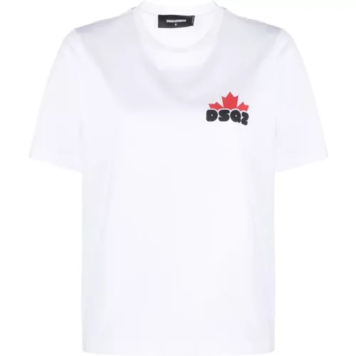 Logo-Print Cotton T-Shirt , female, Sizes: M - Dsquared2 - Modalova