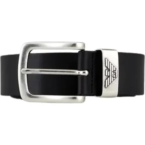 Leather Belt with Logo Buckle , male, Sizes: 100 CM, 105 CM, 90 CM, 95 CM - Emporio Armani - Modalova