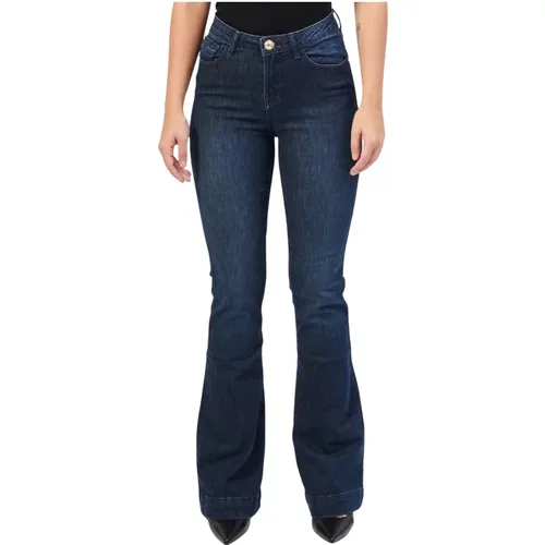 Blaue Flare Jeans mit Slim Fit , Damen, Größe: W31 - YES ZEE - Modalova