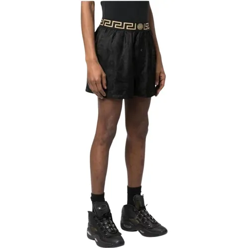 Greca Waistband Shorts , female, Sizes: L - Versace - Modalova