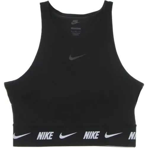 Schwarzes Crop Tape Top Atmungsaktiver Stoff - Nike - Modalova