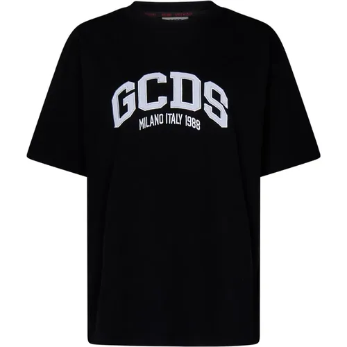 Schwarzes T-Shirt mit Logo-Patch,Einfaches und auffälliges T-Shirt mit kurzen Ärmeln - Gcds - Modalova