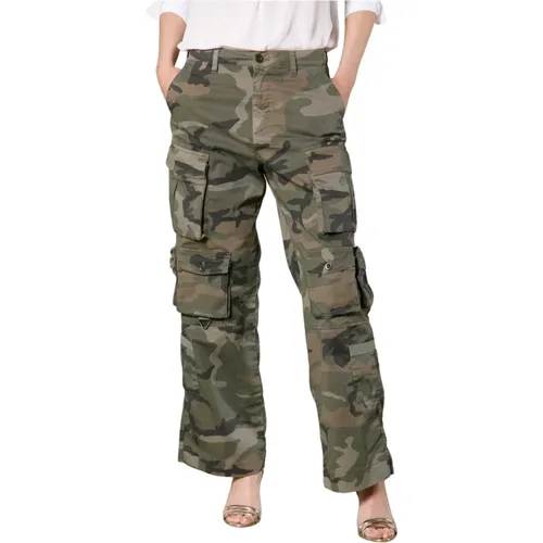 Grüne Camo Cargo Hose für Frauen , Damen, Größe: L - Mason's - Modalova