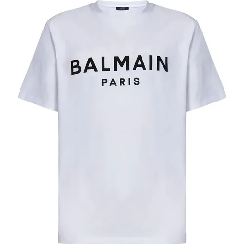 Weiße T-Shirts und Polos mit Logo , Herren, Größe: M - Balmain - Modalova