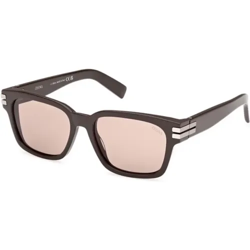 Shiny Dark Sunglasses , unisex, Sizes: 55 MM - Ermenegildo Zegna - Modalova