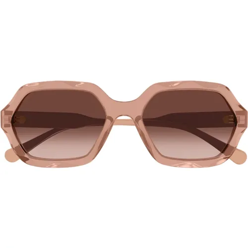 Brown Sunglasses with Accessories , female, Sizes: 56 MM - Chloé - Modalova
