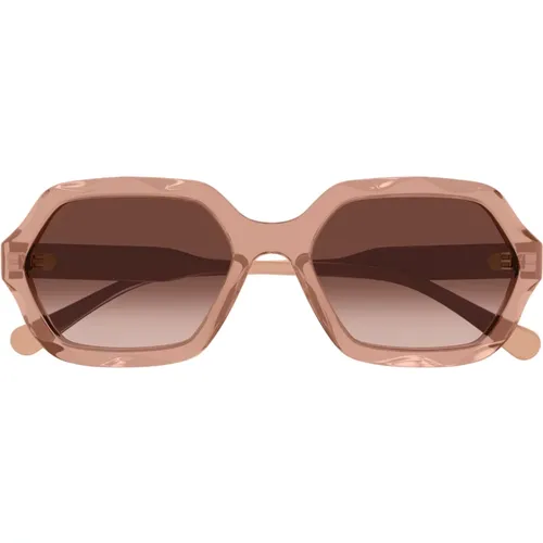 Braune Sonnenbrille mit Zubehör , Damen, Größe: 56 MM - Chloé - Modalova