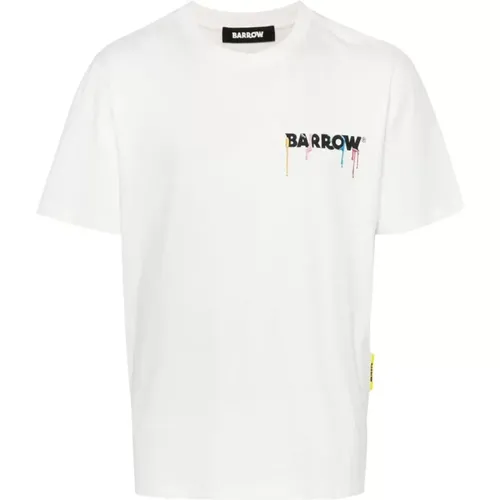 Weiße Baumwoll-T-Shirt mit Logo-Print , Herren, Größe: XL - Barrow - Modalova