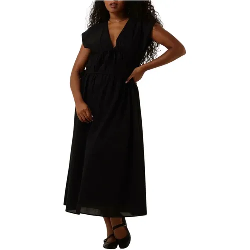 Elegantes Schwarzes Midi-Kleid , Damen, Größe: M - Modström - Modalova