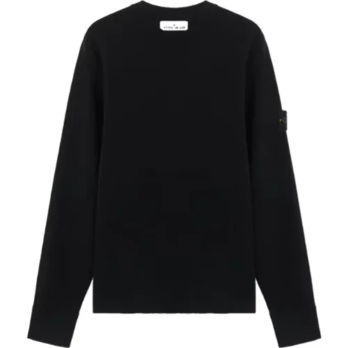 Ribbed Crewneck Sweater in Stretch Wool , male, Sizes: XL, S, L - Stone Island - Modalova