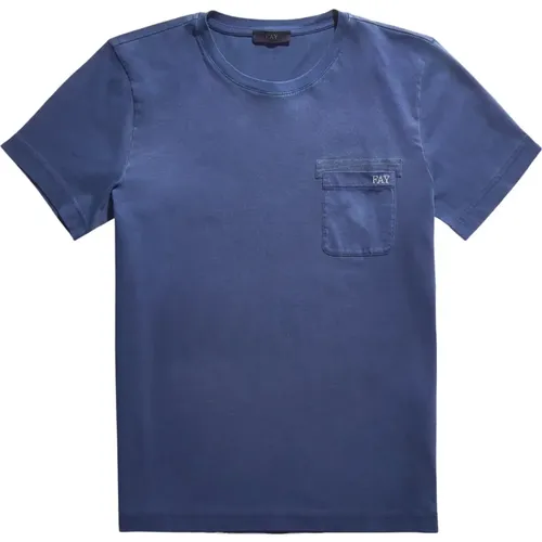 Frostbesticktes Taschen-Jersey-T-Shirt , Herren, Größe: M - Fay - Modalova