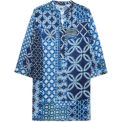 Bedruckte Bluse mit Stehkragen , Damen, Größe: 7XL - Fiorella Rubino - Modalova