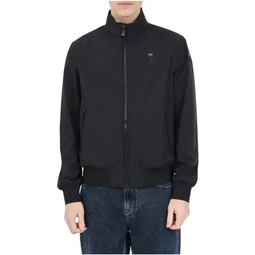 Polyester Jacke , Herren, Größe: L - Blauer - Modalova