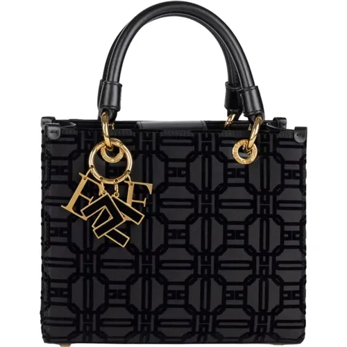 Schicke Schwarze Shopper-Tasche - Elisabetta Franchi - Modalova