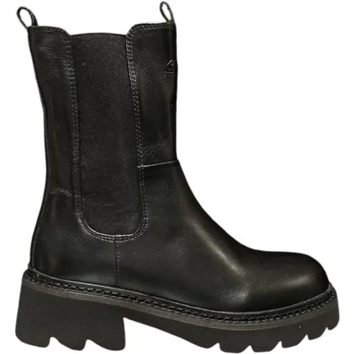 Leder Schwarzer Damenstiefel mit Logo , Damen, Größe: 38 EU - Paciotti - Modalova