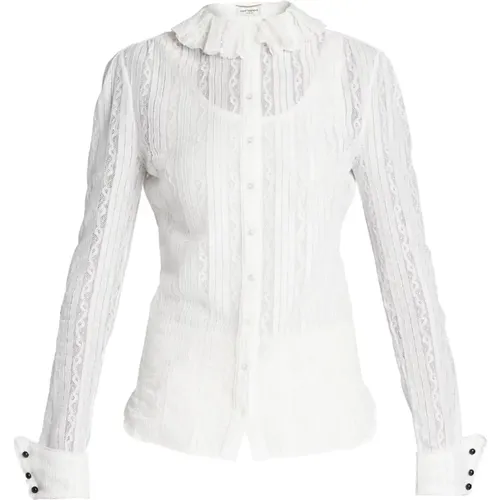 Weiße Bestickte Bluse für Damen - Saint Laurent - Modalova