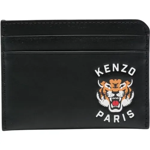 Schwarzes Lederportemonnaie mit geprägtem Logo , Herren, Größe: ONE Size - Kenzo - Modalova