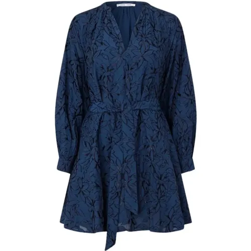 Jacquard V-Ausschnitt Mini Kleid , Damen, Größe: XS - Samsøe Samsøe - Modalova