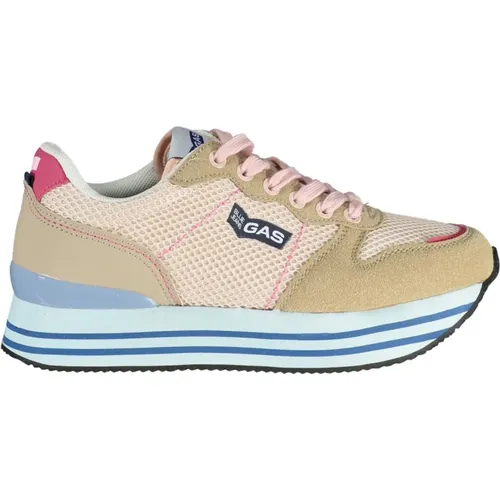 Sporty Pink Lace-Up Sneakers with Contrast Details , female, Sizes: 7 UK, 8 UK - GAS - Modalova