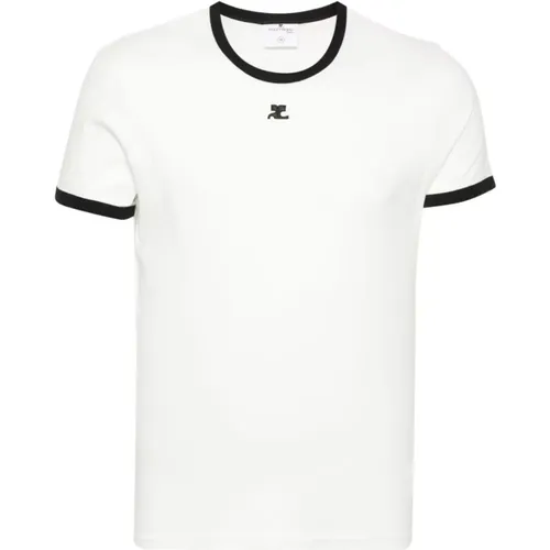 Cotton Jersey T-shirt with Logo , male, Sizes: L, XL, 2XL, M - Courrèges - Modalova